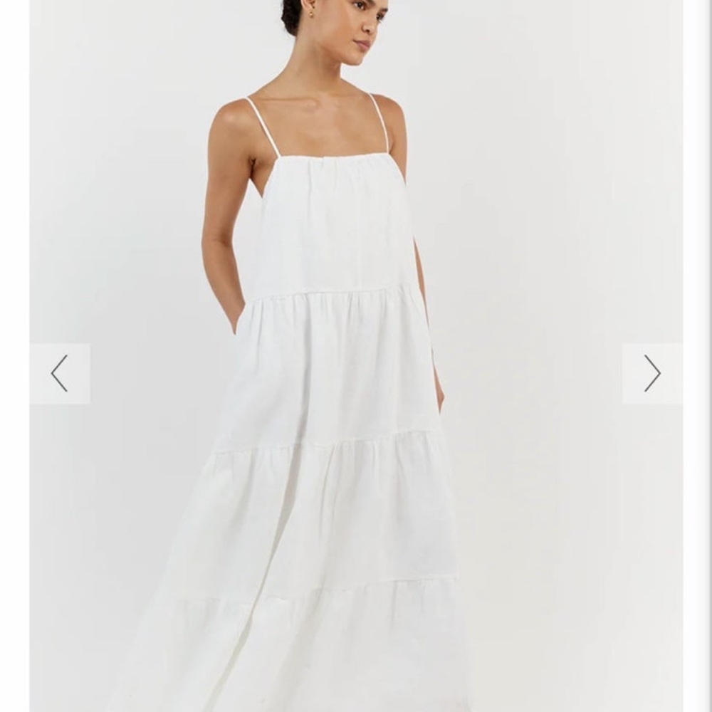 Dissh White Linen Maxi Dress